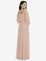 Rear View Thumbnail - Toasted Sugar Off-the-Shoulder Puff Sleeve Maxi Dress with Front Slit
