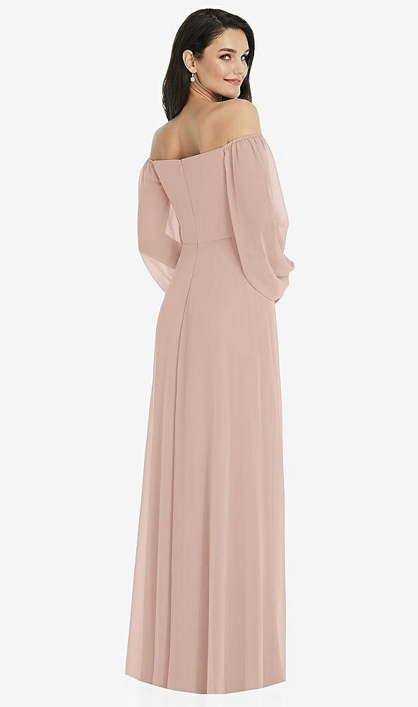 Back View - Toasted Sugar Off-the-Shoulder Puff Sleeve Maxi Dress with Front Slit