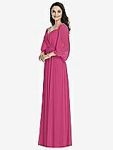 Front View Thumbnail - Tea Rose Off-the-Shoulder Puff Sleeve Maxi Dress with Front Slit