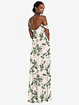 Rear View Thumbnail - Palm Beach Print Off-the-Shoulder Basque Neck Maxi Dress with Flounce Sleeves