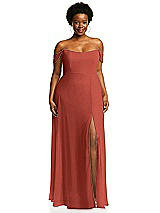 Alt View 1 Thumbnail - Amber Sunset Off-the-Shoulder Basque Neck Maxi Dress with Flounce Sleeves
