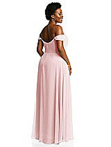 Alt View 3 Thumbnail - Ballet Pink Off-the-Shoulder Basque Neck Maxi Dress with Flounce Sleeves