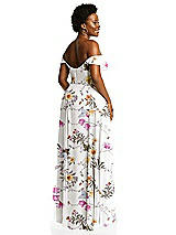 Alt View 3 Thumbnail - Butterfly Botanica Ivory Off-the-Shoulder Basque Neck Maxi Dress with Flounce Sleeves