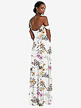 Rear View Thumbnail - Butterfly Botanica Ivory Off-the-Shoulder Basque Neck Maxi Dress with Flounce Sleeves