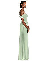 Side View Thumbnail - Celadon Off-the-Shoulder Basque Neck Maxi Dress with Flounce Sleeves