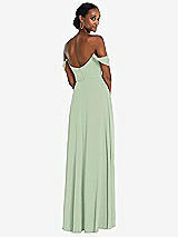 Rear View Thumbnail - Celadon Off-the-Shoulder Basque Neck Maxi Dress with Flounce Sleeves