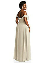 Alt View 3 Thumbnail - Champagne Off-the-Shoulder Basque Neck Maxi Dress with Flounce Sleeves