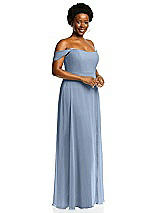 Alt View 2 Thumbnail - Cloudy Off-the-Shoulder Basque Neck Maxi Dress with Flounce Sleeves