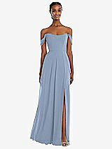 Front View Thumbnail - Cloudy Off-the-Shoulder Basque Neck Maxi Dress with Flounce Sleeves