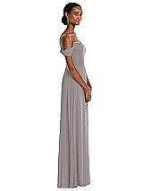 Side View Thumbnail - Cashmere Gray Off-the-Shoulder Basque Neck Maxi Dress with Flounce Sleeves