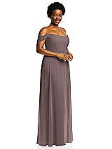 Alt View 2 Thumbnail - French Truffle Off-the-Shoulder Basque Neck Maxi Dress with Flounce Sleeves