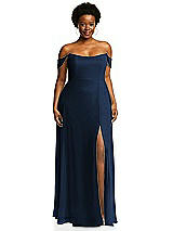 Alt View 1 Thumbnail - Midnight Navy Off-the-Shoulder Basque Neck Maxi Dress with Flounce Sleeves