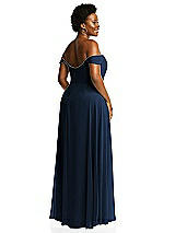 Alt View 3 Thumbnail - Midnight Navy Off-the-Shoulder Basque Neck Maxi Dress with Flounce Sleeves