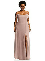 Alt View 1 Thumbnail - Neu Nude Off-the-Shoulder Basque Neck Maxi Dress with Flounce Sleeves