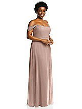 Alt View 2 Thumbnail - Neu Nude Off-the-Shoulder Basque Neck Maxi Dress with Flounce Sleeves