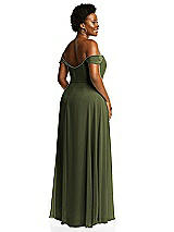 Alt View 3 Thumbnail - Olive Green Off-the-Shoulder Basque Neck Maxi Dress with Flounce Sleeves