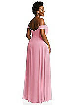 Alt View 3 Thumbnail - Peony Pink Off-the-Shoulder Basque Neck Maxi Dress with Flounce Sleeves