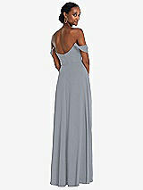 Rear View Thumbnail - Platinum Off-the-Shoulder Basque Neck Maxi Dress with Flounce Sleeves