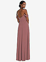 Rear View Thumbnail - Rosewood Off-the-Shoulder Basque Neck Maxi Dress with Flounce Sleeves