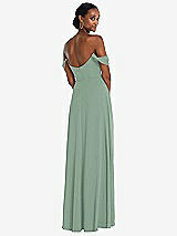 Rear View Thumbnail - Seagrass Off-the-Shoulder Basque Neck Maxi Dress with Flounce Sleeves