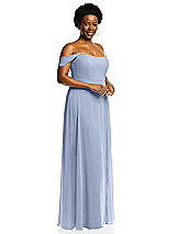 Alt View 2 Thumbnail - Sky Blue Off-the-Shoulder Basque Neck Maxi Dress with Flounce Sleeves