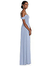 Side View Thumbnail - Sky Blue Off-the-Shoulder Basque Neck Maxi Dress with Flounce Sleeves