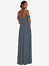 Rear View Thumbnail - Silverstone Off-the-Shoulder Basque Neck Maxi Dress with Flounce Sleeves