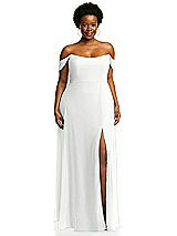 Alt View 1 Thumbnail - White Off-the-Shoulder Basque Neck Maxi Dress with Flounce Sleeves