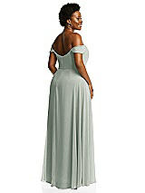 Alt View 3 Thumbnail - Willow Green Off-the-Shoulder Basque Neck Maxi Dress with Flounce Sleeves