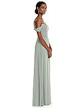 Side View Thumbnail - Willow Green Off-the-Shoulder Basque Neck Maxi Dress with Flounce Sleeves