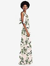Alt View 2 Thumbnail - Palm Beach Print V-Neck Split Sleeve Blouson Bodice Maxi Dress