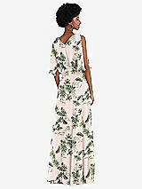 Alt View 3 Thumbnail - Palm Beach Print V-Neck Split Sleeve Blouson Bodice Maxi Dress