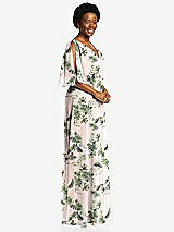 Side View Thumbnail - Palm Beach Print V-Neck Split Sleeve Blouson Bodice Maxi Dress