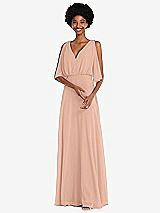 Alt View 1 Thumbnail - Pale Peach V-Neck Split Sleeve Blouson Bodice Maxi Dress