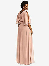 Rear View Thumbnail - Pale Peach V-Neck Split Sleeve Blouson Bodice Maxi Dress