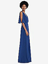 Alt View 2 Thumbnail - Classic Blue V-Neck Split Sleeve Blouson Bodice Maxi Dress