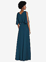 Alt View 3 Thumbnail - Atlantic Blue V-Neck Split Sleeve Blouson Bodice Maxi Dress