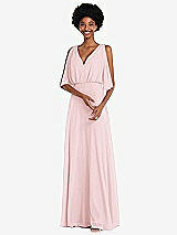 Alt View 1 Thumbnail - Ballet Pink V-Neck Split Sleeve Blouson Bodice Maxi Dress