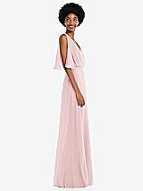 Alt View 2 Thumbnail - Ballet Pink V-Neck Split Sleeve Blouson Bodice Maxi Dress