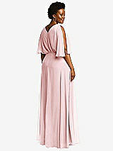 Rear View Thumbnail - Ballet Pink V-Neck Split Sleeve Blouson Bodice Maxi Dress