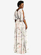 Rear View Thumbnail - Blush Garden V-Neck Split Sleeve Blouson Bodice Maxi Dress
