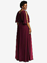 Rear View Thumbnail - Cabernet V-Neck Split Sleeve Blouson Bodice Maxi Dress