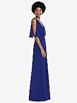 Alt View 2 Thumbnail - Cobalt Blue V-Neck Split Sleeve Blouson Bodice Maxi Dress