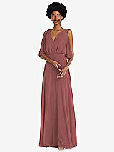 Alt View 1 Thumbnail - English Rose V-Neck Split Sleeve Blouson Bodice Maxi Dress