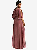 Rear View Thumbnail - English Rose V-Neck Split Sleeve Blouson Bodice Maxi Dress