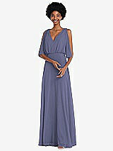 Alt View 1 Thumbnail - French Blue V-Neck Split Sleeve Blouson Bodice Maxi Dress