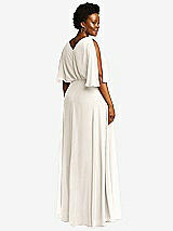 Rear View Thumbnail - Ivory V-Neck Split Sleeve Blouson Bodice Maxi Dress