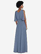 Alt View 3 Thumbnail - Larkspur Blue V-Neck Split Sleeve Blouson Bodice Maxi Dress