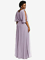 Rear View Thumbnail - Lilac Haze V-Neck Split Sleeve Blouson Bodice Maxi Dress