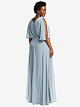 Rear View Thumbnail - Mist V-Neck Split Sleeve Blouson Bodice Maxi Dress